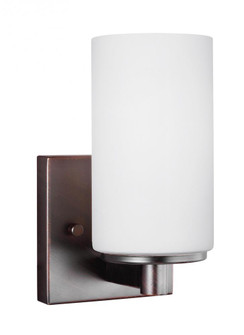 Hettinger transitional 1-light indoor dimmable bath vanity wall sconce in bronze finish with etched (38|4139101-710)