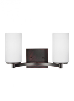 Hettinger transitional 2-light indoor dimmable bath vanity wall sconce in bronze finish with etched (38|4439102-710)