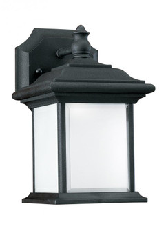 Wynfield traditional 1-light outdoor exterior wall lantern sconce in black finish with frosted glass (38|89101-12)