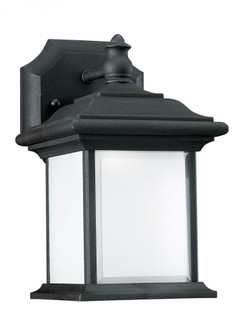 Wynfield traditional 1-light outdoor exterior wall lantern sconce in black finish with frosted glass (38|89101-12)