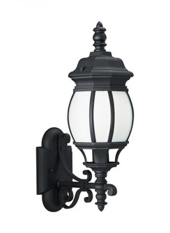 Wynfield traditional 1-light outdoor exterior medium wall lantern sconce in black finish with froste (38|89102-12)