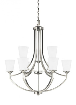 Hanford traditional 9-light LED indoor dimmable ceiling chandelier pendant light in brushed nickel s (38|3124509EN3-962)