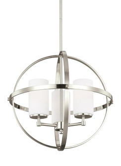 Alturas contemporary 3-light LED indoor dimmable ceiling chandelier pendant light in brushed nickel (38|3124603EN3-962)