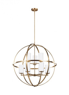 Alturas contemporary 9-light LED indoor dimmable ceiling chandelier pendant light in satin brass gol (38|3124609EN3-848)