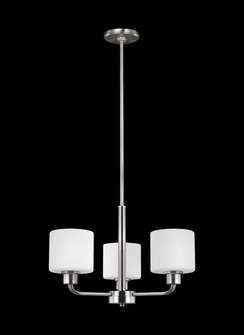 Canfield modern 3-light indoor dimmable ceiling chandelier pendant light in brushed nickel silver fi (38|3128803-962)