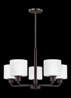 Canfield modern 5-light indoor dimmable ceiling chandelier pendant light in bronze finish with etche (38|3128805-710)