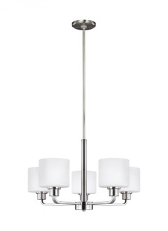 Canfield modern 5-light LED indoor dimmable ceiling chandelier pendant light in brushed nickel silve (38|3128805EN3-962)