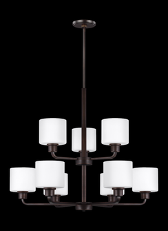 Canfield modern 9-light indoor dimmable ceiling chandelier pendant light in bronze finish with etche (38|3128809-710)
