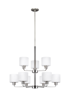 Canfield modern 9-light indoor dimmable ceiling chandelier pendant light in brushed nickel silver fi (38|3128809-962)