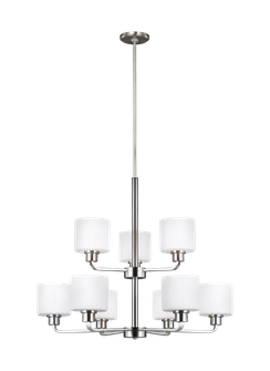 Canfield modern 9-light indoor dimmable ceiling chandelier pendant light in brushed nickel silver fi (38|3128809-962)