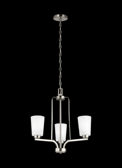 Franport transitional 3-light LED indoor dimmable ceiling chandelier pendant light in brushed nickel (38|3128903EN3-962)