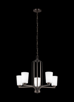 Franport transitional 5-light indoor dimmable ceiling chandelier pendant light in bronze finish with (38|3128905-710)