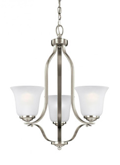 Emmons traditional 3-light LED indoor dimmable ceiling chandelier pendant light in brushed nickel si (38|3139003EN3-962)