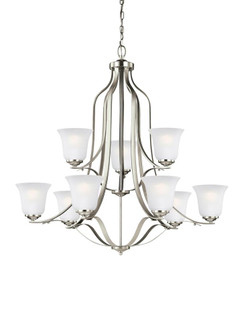 Emmons traditional 9-light LED indoor dimmable ceiling chandelier pendant light in brushed nickel si (38|3139009EN3-962)