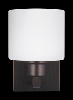Canfield modern 1-light indoor dimmable bath vanity wall sconce in bronze finish with etched white i (38|4128801-710)