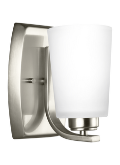 Franport transitional 1-light LED indoor dimmable bath vanity wall sconce in brushed nickel silver f (38|4128901EN3-962)