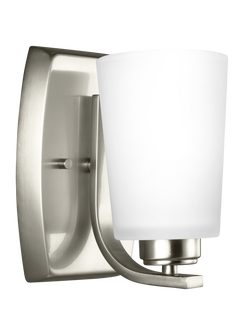 Franport transitional 1-light LED indoor dimmable bath vanity wall sconce in brushed nickel silver f (38|4128901EN3-962)