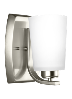 Franport transitional 1-light LED indoor dimmable bath vanity wall sconce in brushed nickel silver f (38|4128901EN3-962)