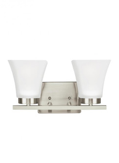 Bayfield contemporary 2-light LED indoor dimmable bath vanity wall sconce in brushed nickel silver f (38|4411602EN3-962)