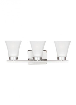Bayfield contemporary 3-light LED indoor dimmable bath vanity wall sconce in chrome silver finish wi (38|4411603EN3-05)