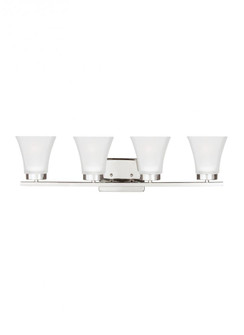Bayfield contemporary 4-light LED indoor dimmable bath vanity wall sconce in chrome silver finish wi (38|4411604EN3-05)