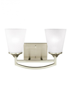 Hanford traditional 2-light LED indoor dimmable bath vanity wall sconce in brushed nickel silver fin (38|4424502EN3-962)