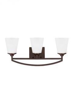 Hanford traditional 3-light LED indoor dimmable bath vanity wall sconce in bronze finish with satin (38|4424503EN3-710)