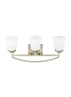 Hanford traditional 3-light LED indoor dimmable bath vanity wall sconce in brushed nickel silver fin (38|4424503EN3-962)