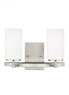 Alturas contemporary 2-light LED indoor dimmable bath vanity wall sconce in brushed nickel silver (38|4424602EN3-962)