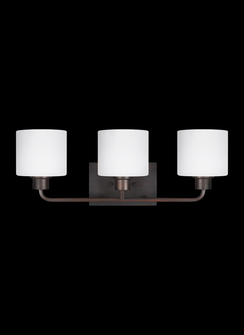 Canfield modern 3-light indoor dimmable bath vanity wall sconce in bronze finish with etched white i (38|4428803-710)