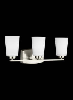 Franport transitional 3-light LED indoor dimmable bath vanity wall sconce in brushed nickel silver f (38|4428903EN3-962)
