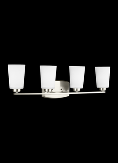 Franport transitional 4-light LED indoor dimmable bath vanity wall sconce in brushed nickel silver f (38|4428904EN3-962)