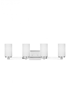 Hettinger transitional 4-light LED indoor dimmable bath vanity wall sconce in chrome silver finish w (38|4439104EN3-05)