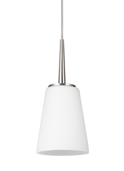 Driscoll contemporary 1-light LED indoor dimmable ceiling hanging single pendant light in brushed ni (38|6140401EN3-962)