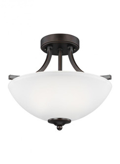 Geary transitional 2-light indoor dimmable ceiling flush mount fixture in bronze finish with satin e (38|7716502-710)
