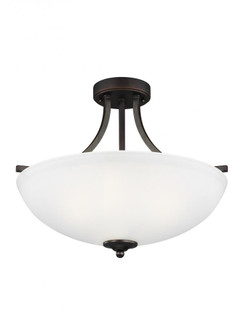 Geary transitional 3-light indoor dimmable ceiling flush mount fixture in bronze finish with satin e (38|7716503-710)
