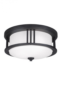 Crowell contemporary 2-light LED outdoor exterior ceiling flush mount in black finish with satin etc (38|7847902EN3-12)