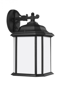 Kent traditional 1-light LED outdoor exterior large wall lantern sconce in black finish with satin e (38|84531EN3-12)