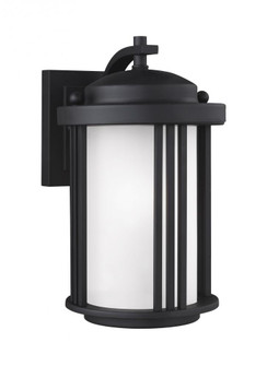 Crowell contemporary 1-light LED outdoor exterior small wall lantern sconce in black finish with sat (38|8547901DEN3-12)