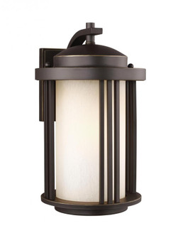 Crowell contemporary 1-light LED outdoor exterior medium wall lantern sconce in antique bronze finis (38|8747901EN3-71)
