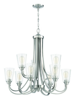 Grace 9 Light Chandelier in Brushed Polished Nickel (Clear Seeded Glass) (20|41929-BNK-CS)