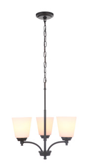 Tyler 3 Light Chandelier in Flat Black (White Glass) (20|50223-FB-WG)