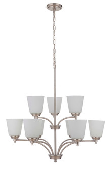 Tyler 9 Light Chandelier in Brushed Polished Nickel (White Glass) (20|50229-BNK-WG)