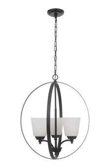 Tyler 3 Light Foyer in Flat Black (White Glass) (20|50233-FB-WG)