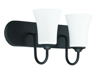 Gwyneth 2 Light Vanity in Flat Black (White Glass) (20|50402-FB-WG)