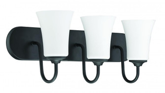 Gwyneth 3 Light Vanity in Flat Black (White Glass) (20|50403-FB-WG)