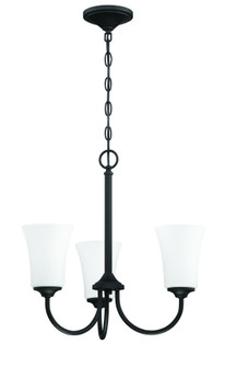 Gwyneth 3 Light Chandelier in Flat Black (White Glass) (20|50423-FB-WG)