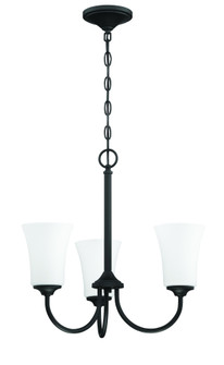 Gwyneth 3 Light Chandelier in Flat Black (White Glass) (20|50423-FB-WG)