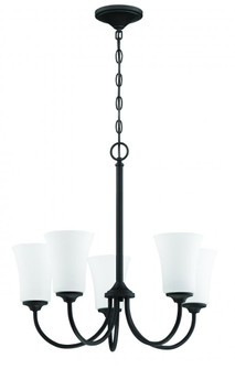 Gwyneth 5 Light Chandelier in Flat Black (White Glass) (20|50425-FB-WG)