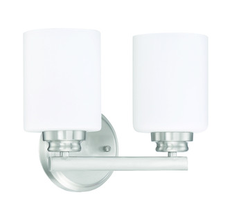 Bolden 2 Light Vanity in Brushed Polished Nickel (White Glass) (20|50502-BNK-WG)